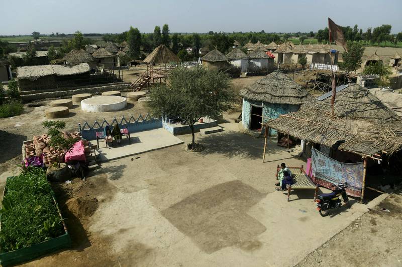 A general view of Pono Colony in Sanjar Chang village, in Tando Allahyar district, designed by architect Yasmeen Lari. AFP 