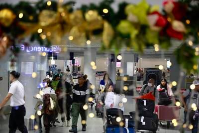 Christmas lights at Ninoy Aquino International Airport in Manila, Philippines. Airlines in the Asia-Pacific saw the biggest year-on-year rise in passenger traffic in September. EPA