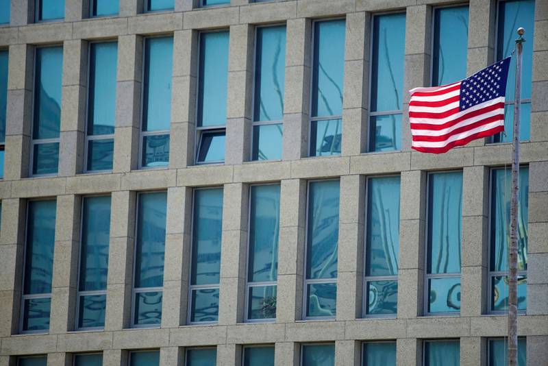 The US is withdrawing non-essential staff from its embassy in Havana, Cuba. Alexandre Meneghini/ Reuters