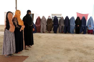 Afghan women prisoners in Kandahar on July 26. EPA