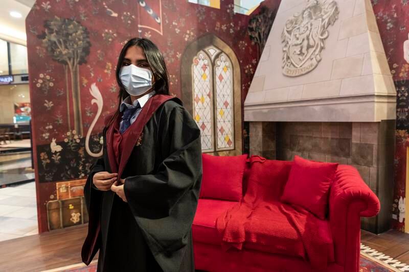 Guests can try on Gryffindor robes in the house's cosy common room.