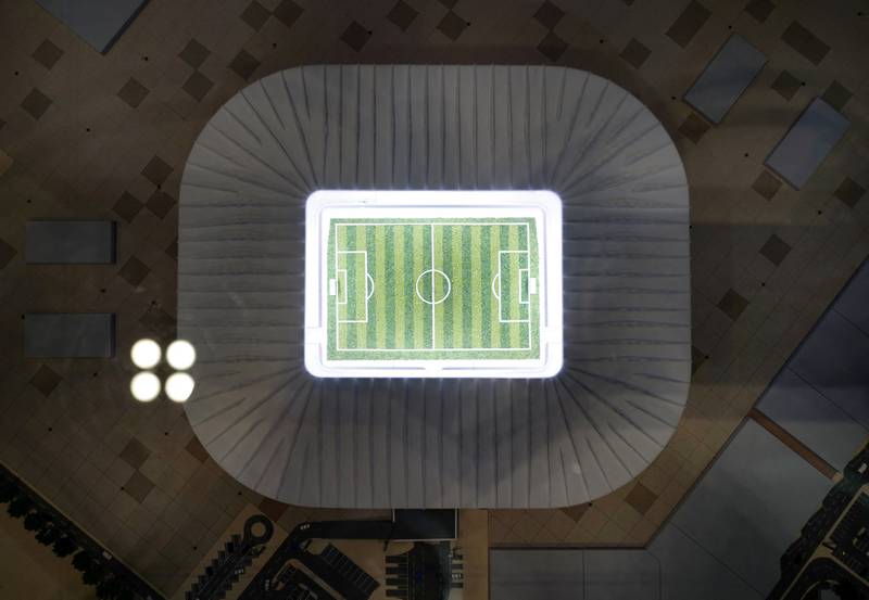 
A bird's eye view of a miniature model of Stadium 974. Reuters