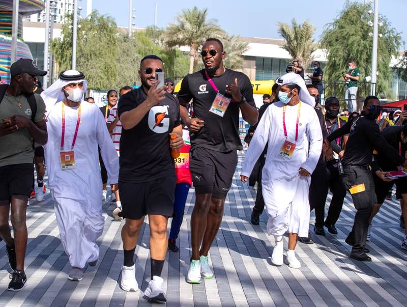 Jamaican sprinter Usain Bolt led a 1.45-kilometre family run. Victor Besa / The National