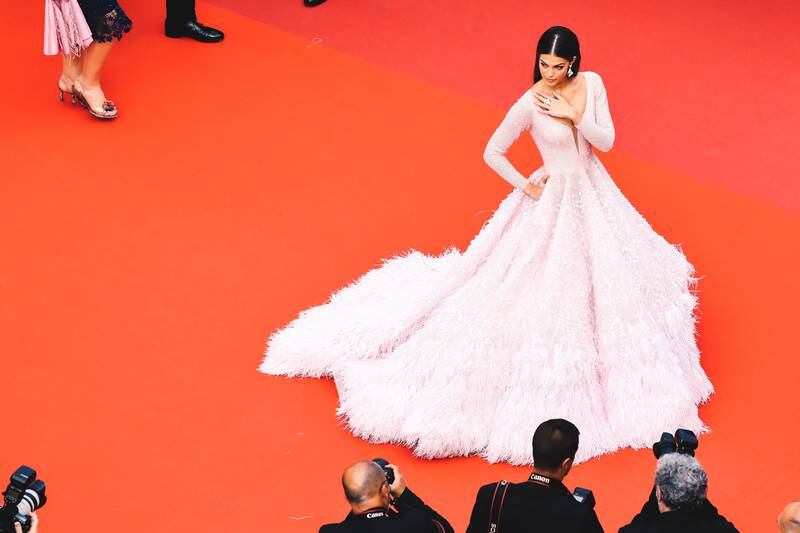 French model and Miss Universe 2016 Iris Mittenaere in a Cinco dress at the Cannes Film Festival in 2019. Getty Images