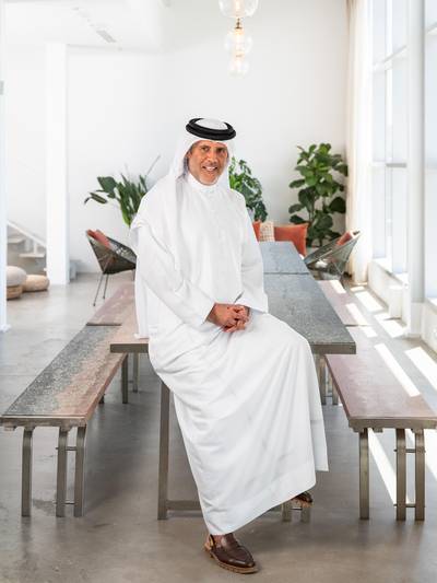 Abdelmonem Alserkal, pictured in the Alserkal Residency spaces in Al Quoz. Alserkal has established a new foundation to continue his support of art in the UAE. The image is shot by Mohamed Somji, a photographer who runs Gulf Photo Plus, also sited in Alserkal Avenue.  
