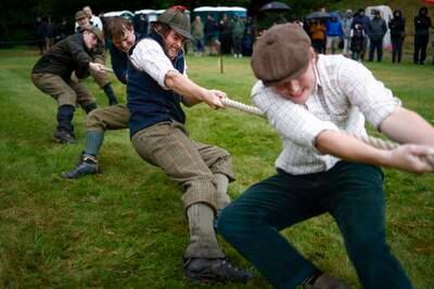 Tug-of-war at the Glenfinnan Highland Gathering in Scotland. Getty Images