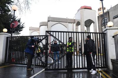 Police stand guard after an attack at the London Central Mosque. Getty Images