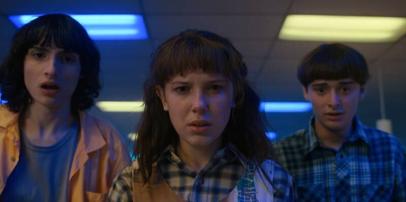 From left, Finn Wolfhard as Mike Wheeler, Millie Bobby Brown as Eleven and Noah Schnapp as Will Byers.