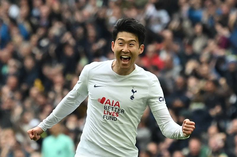  Son Heung-Min celebrates after scoring his team's second goal. AFP