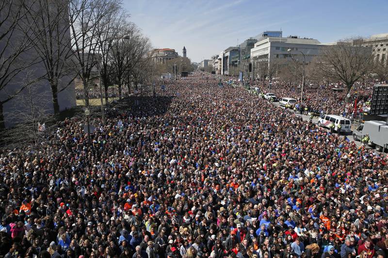 A crowd fills Pennsylvania Avenue during the 2018 March for Our Lives rally in Washington. AP