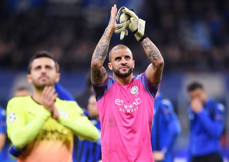 Kyle Walker of Manchester City applauds the fans after the match. Getty