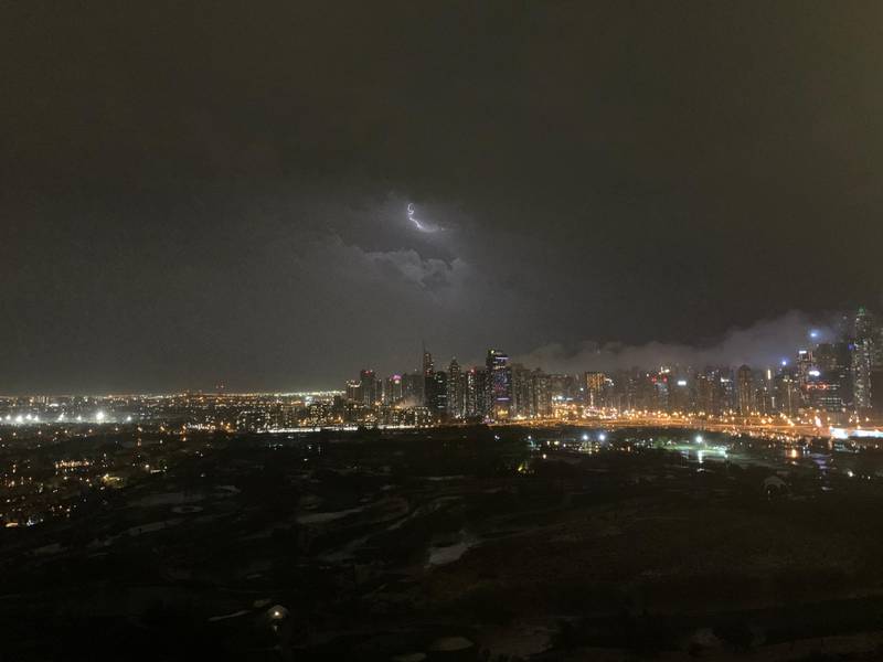 Forks of lightning and storm clouds captured over Dubai Marina on Saturday night (All images from storms on March 21, 2020). Courtesy: Anton Balchin