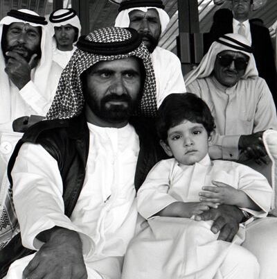 A black-and-white snap of Sheikh Mohammed and Sheikh Hamdan.