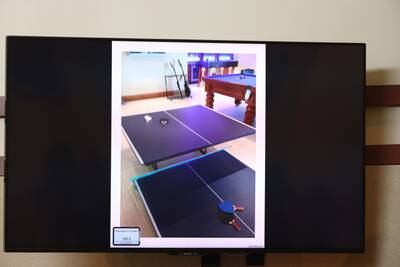 This is a photo of the ping pong table where Amber Heard testified she was sexually assaulted by her former husband Johnny Depp. EPA