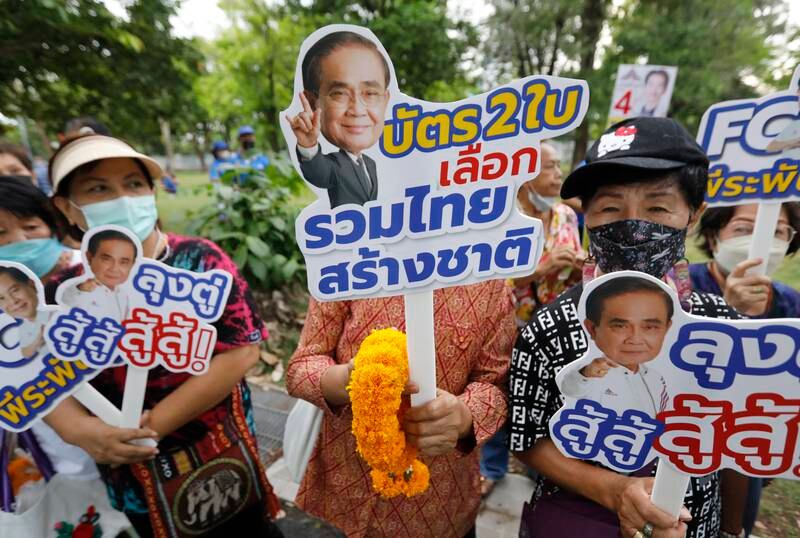 Supporters of Thai Prime Minister Prayut Chan-o-cha during a general election campaign in Bangkok last week. EPA