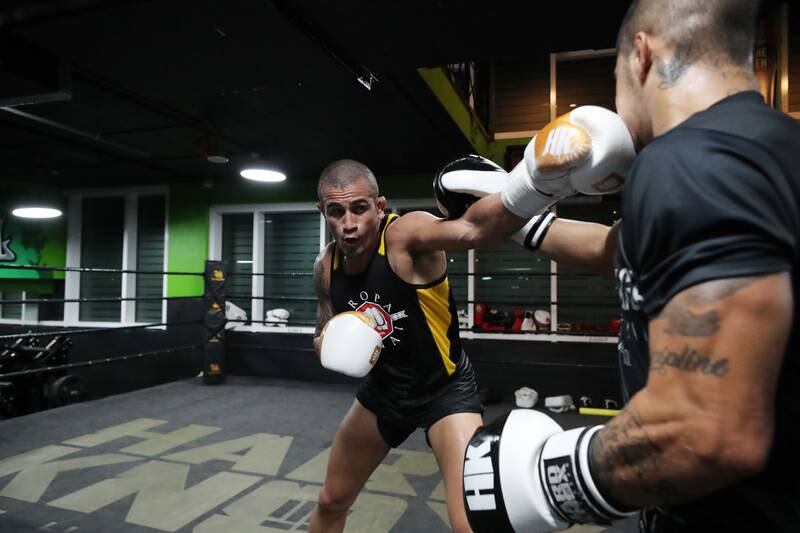 UAE Warriors lightweight champion Bruno Machado training ahead of his exhibition fight against UFC great Anderson Silva on the Burj Al Arab in Dubai.