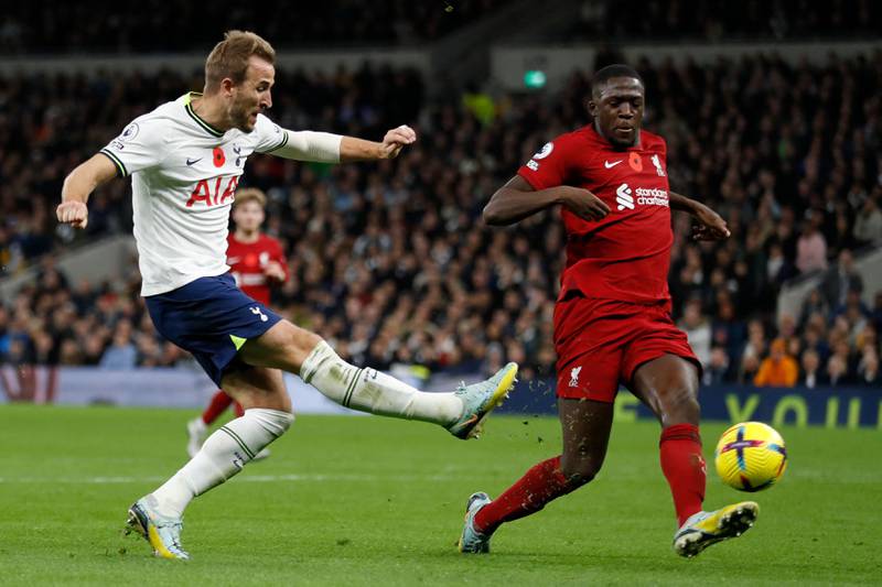 Tottenham's English striker Harry Kane scores. AFP