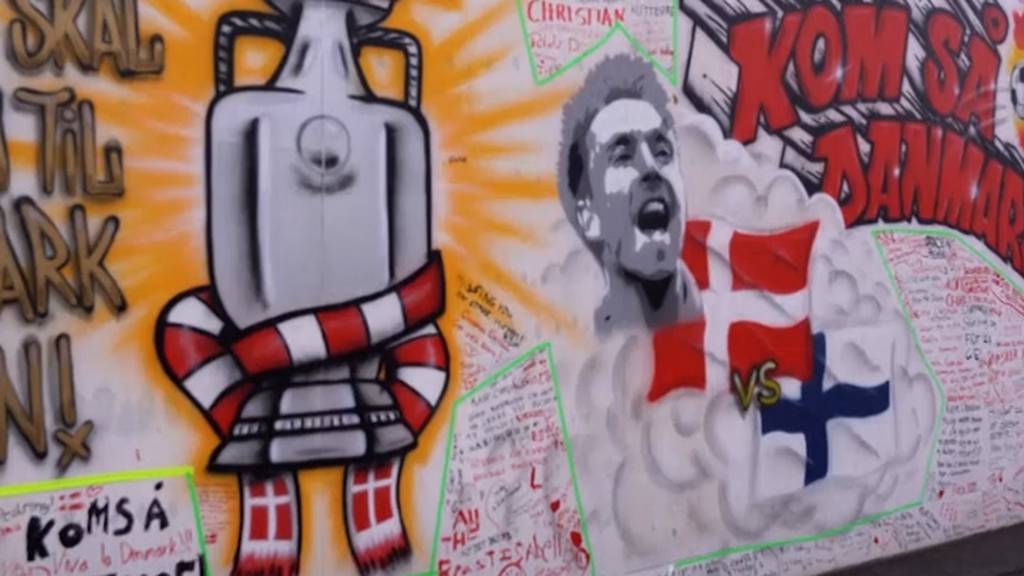 Tribute wall goes up for Danish footballer Christian Eriksen