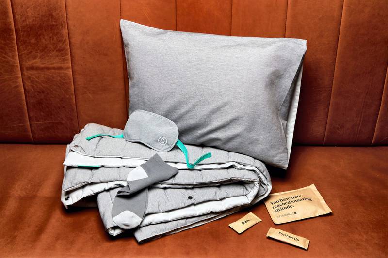 All suites and studios come with a convertible blanket with a built-in foot pocket, a memory foam lined pillow and pillowcase, and a snooze kit with matching eye mask and earplugs.