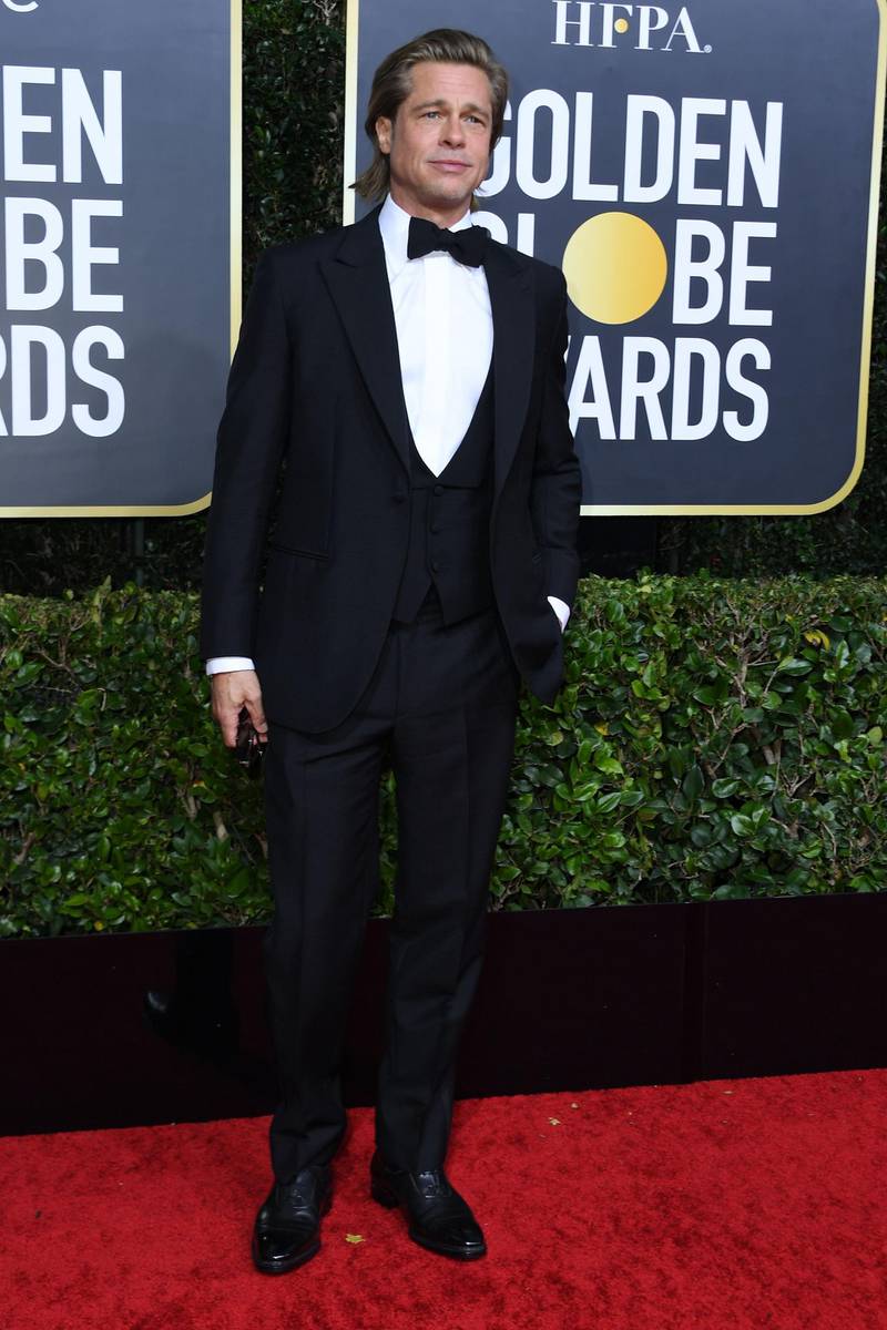 Brad Pitt, wearing Brioni, arrives at the 77th annual Golden Globe Awards at the Beverly Hilton Hotel on January 5, 2020. AFP
