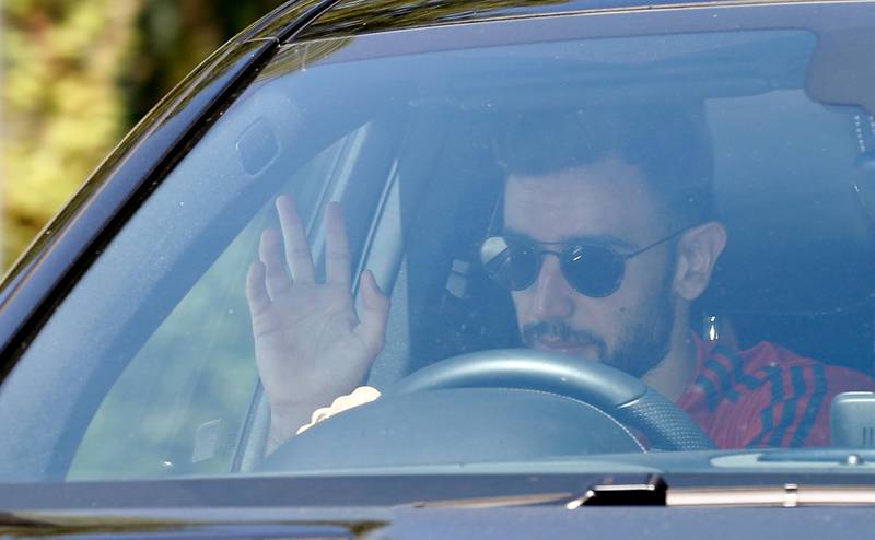 Manchester United's Portuguese midfielder Bruno Fernandes at Aon Training Complex. Reuters
