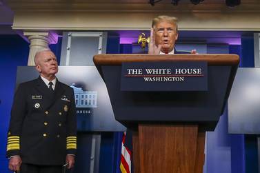 US President Donald Trump speaks during a news conference at the White House in Washington, DC. Bloomberg