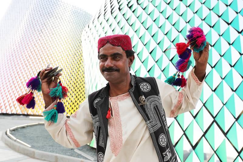 Gul Bahar, folk artist from Pakistan at the Pakistan pavilion at the EXPO 2020 site in Dubai. Pawan Singh / The National