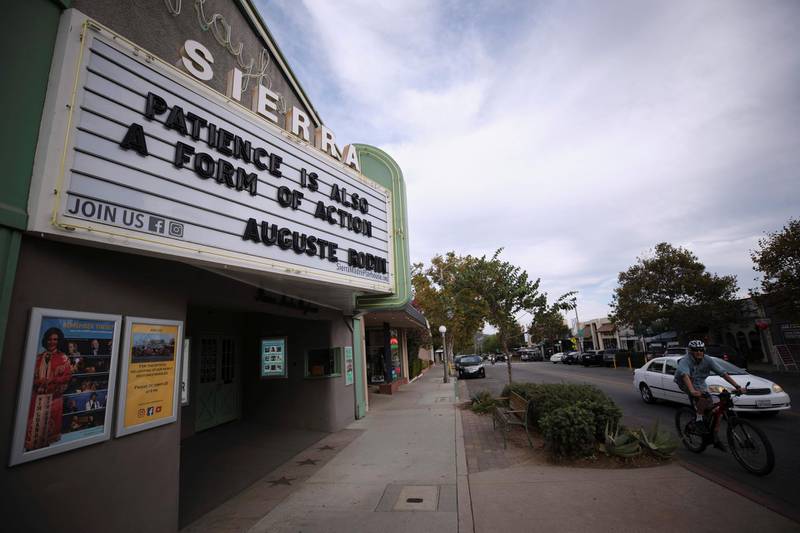 A quote is pictured on the marquee of the Sierra Madre Playhouse following the US presidential election in Sierra Madre, California. Reuters