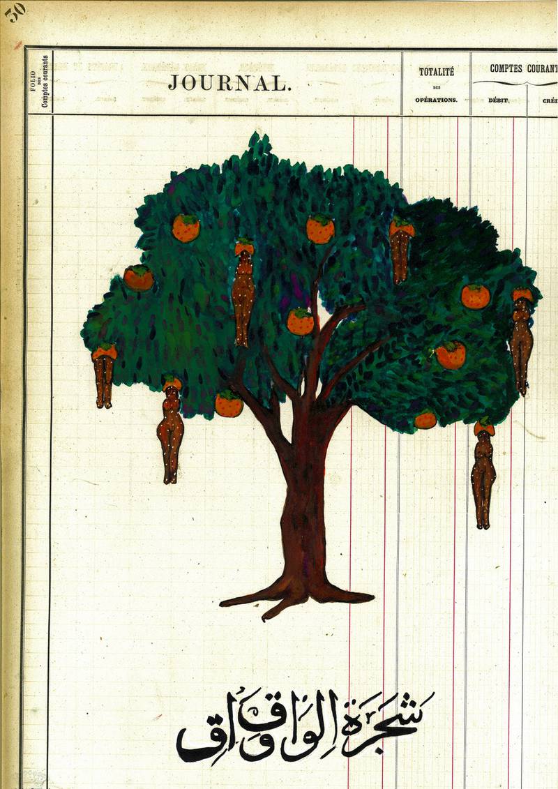 Bilal Bahir, Tree of Life, 2017, mixed technique on old paper 43 x 32cm. Photo: Bilal Bahir