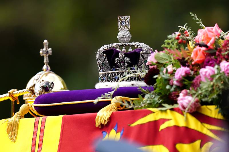 The State Gun Carriage carries the coffin of Queen Elizabeth II following her State Funeral at Westminster Abbey, London. 
