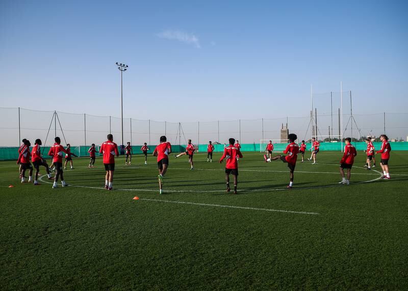 Gulf United players during a training session in Dubai.