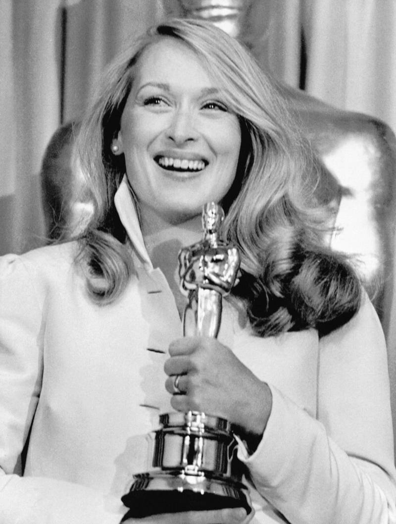 With three Oscar wins from 20 nominations, Meryl Streep is the most nominated actor of all time. Here she holds her Oscar after winning Best Supporting Actress for Kramer vs Kramer at the 53rd Academy Awards