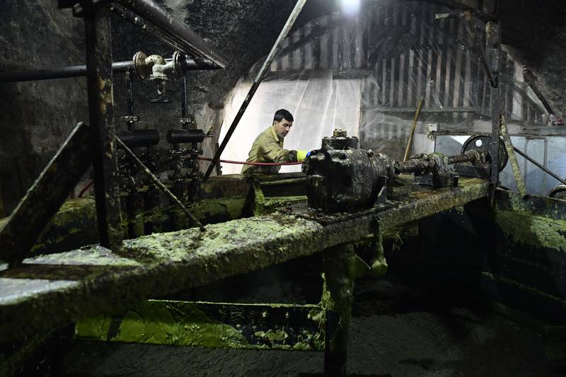 A worker oversees the making of laurel soap in the old city of Aleppo. All photos: AFP