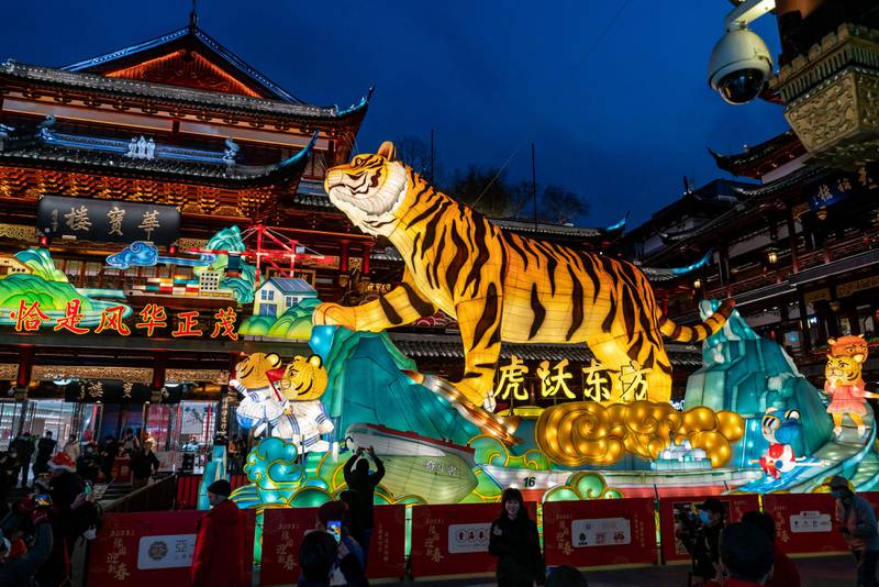 A tiger at a lantern show in Yuyuan Garden in Shanghai, installed as part of the Lunar New Year celebrations. AFP