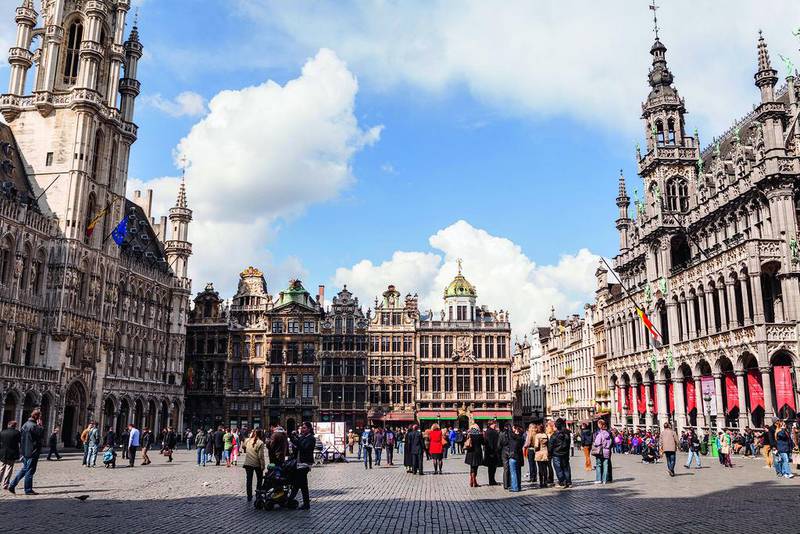The Grand Place, the central square of Brussels, is home to attractions such as the 15th-century City Hall. Julian Elliott / Robert Harding World Imagery / Corbis