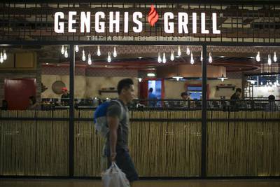 Above, Genghis Grill restaurant at the Wahda Mall extension in Abu Dhabi. Mona Al Marzooqi / The National