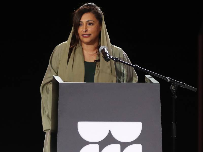 Sheikha Bodour Al Qasimi, the president of the International Publishers’ Association, spoke at the World Conference on Creative Economy at Expo 2020 Dubai. Photo: WCCE 2021