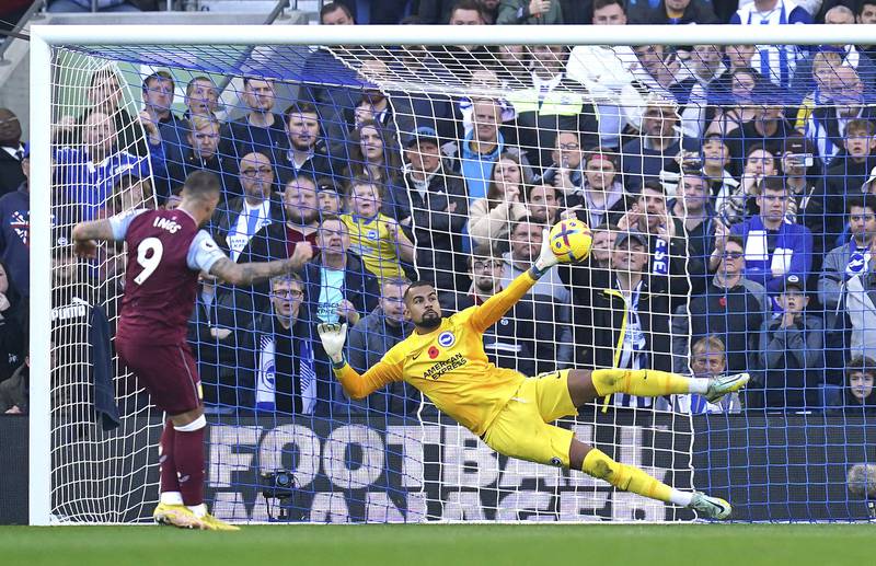 Aston Villa's Danny Ings scores his penalty. PA