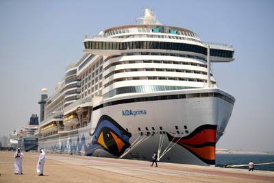AIDA prima, the flagship of AIDA Cruises docks at Port Rashid in Dubai.  AFP