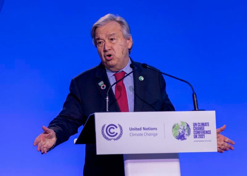 Antonio Guterres, Secretary General of the United Nations, said the world is still falling short in its bid to tackle catastrophic climate change. EPA.