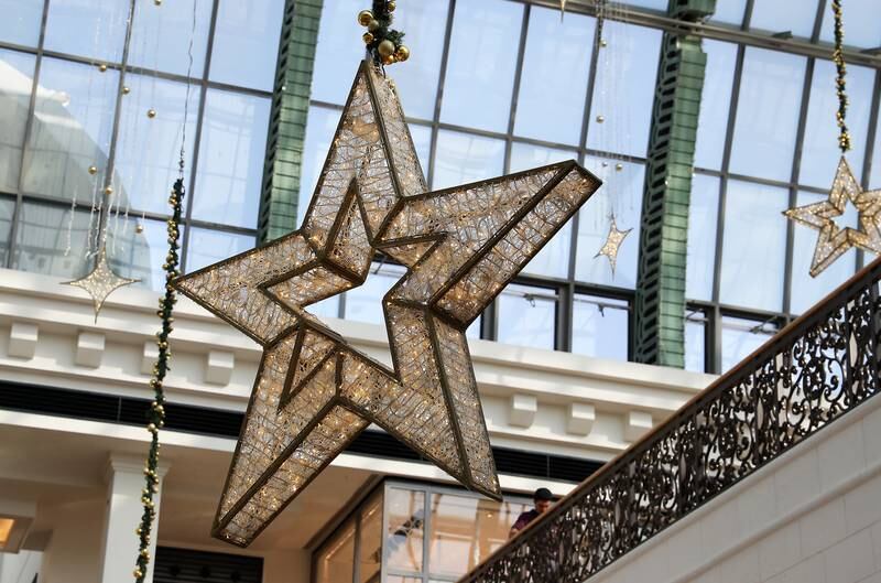 Christmas star decorations at Mall of the Emirates. Pawan Singh / The National