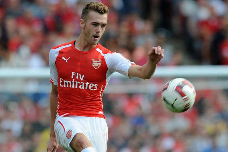 Calum Chambers is rated as 50-50 to play for Arsenal on Tuesday against Borussia Dortmund in the Uefa Champions League. Olly Greenwood / AFP