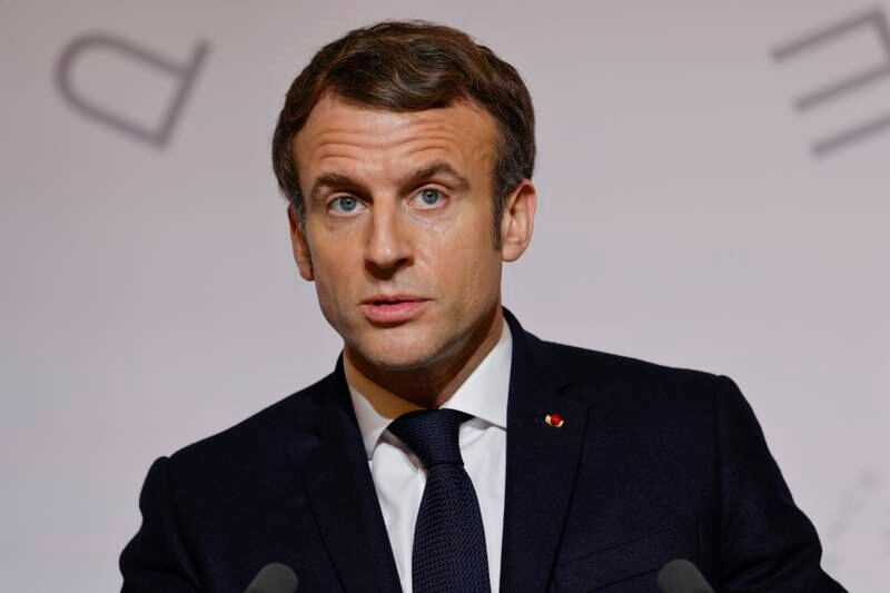 French President Emmanuel Macron on Tuesday. AP