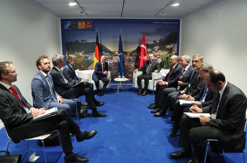 Turkish President Recep Tayyip Erdogan meets German Chancellor Olaf Scholz. AFP