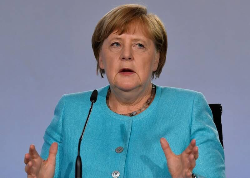 German Chancellor Angela Merkel speaks during a news conference after coalition meetings over stimulus measures to reboot post-coronavirus economy, at the Chancellery in Berlin, Germany June 3, 2020. John Macdougall/Pool via REUTERS
