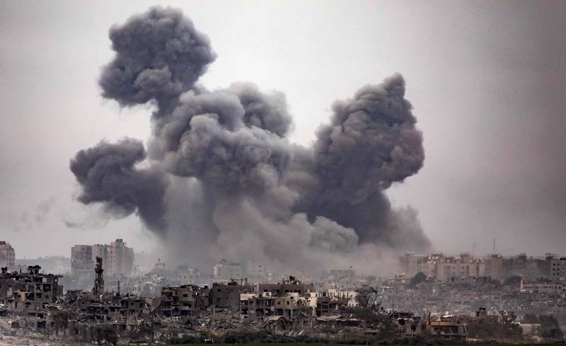 Black smoke rises over Gaza Strip after Israeli attacks. AFP