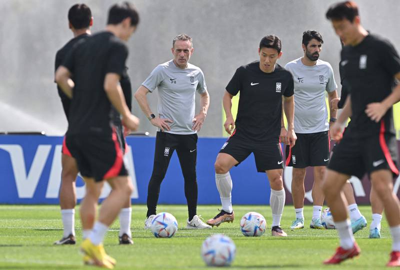 South Korea coach Paulo Bento oversees training. AFP