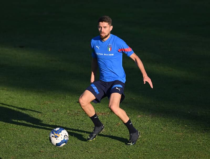 Jorginho during Italy's training session in Florence on September 20, 2022. Italy host England at the San Siro on Friday in the Nations League. Getty