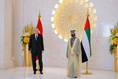 Sheikh Mohammed and Mr Erdogan pictured at Expo 2020 Dubai. Photo: Dubai Media Office