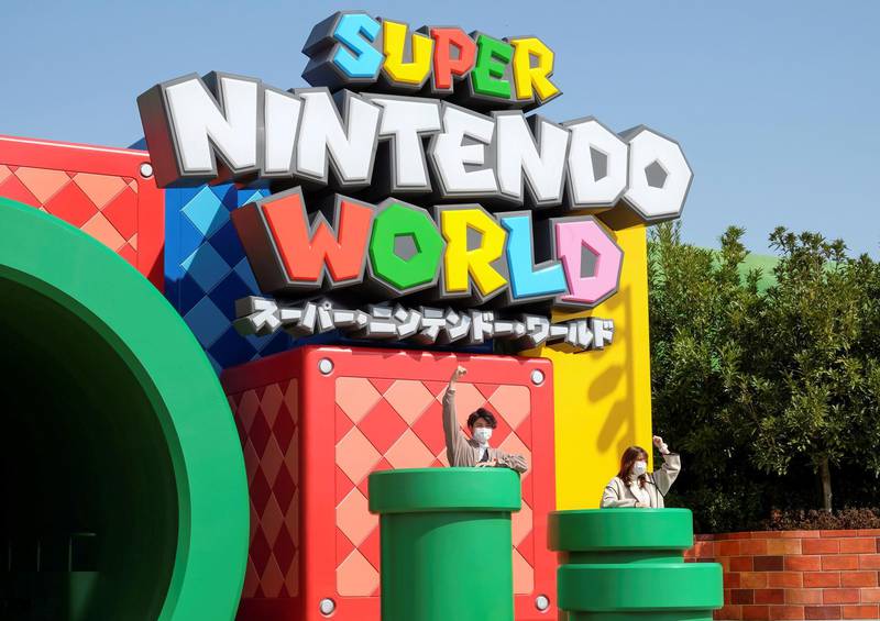 A general view shows the entrance gate of Super Nintendo World, a new attraction area featuring the popular video game character Mario. Reuters